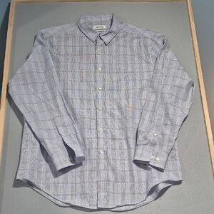 Calvin Klein Men's Light Blue Plaid Shirt